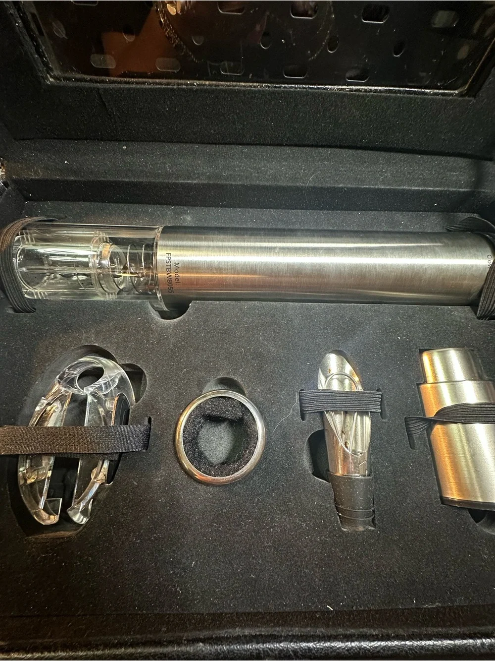 Stainless Steel Wine Accessory Set with Crystal Pourer